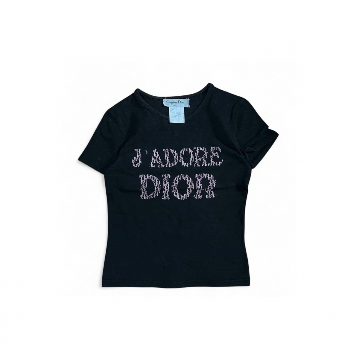 Christian Dior Vintage Logo T-shirt Top black Pink Monogram Logo