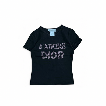 Christian Dior Vintage Logo T-shirt Top black Pink Monogram Logo