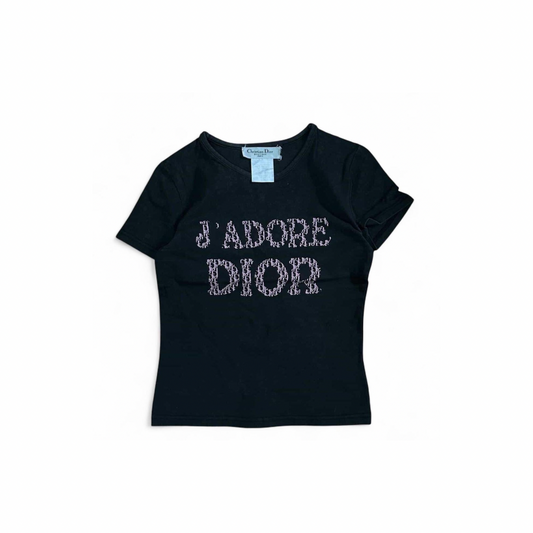 Christian Dior Vintage Logo T-shirt Top black Pink Monogram Logo