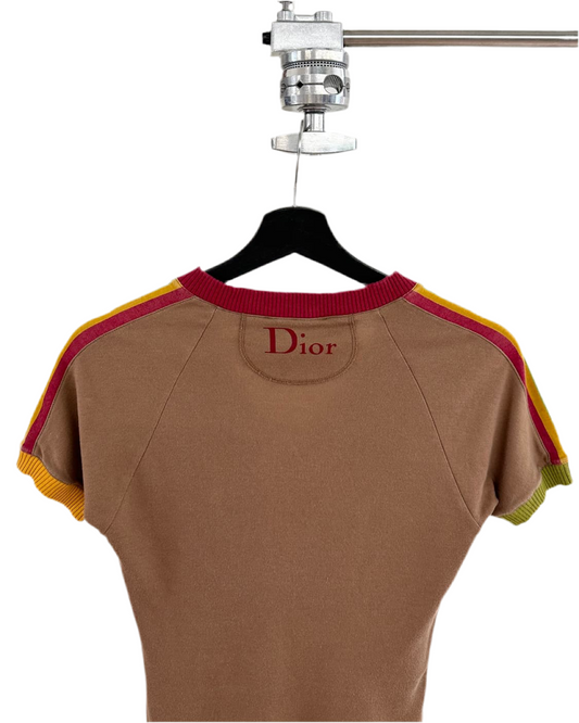 Vintage Dior Rasta Brown V-neck Top