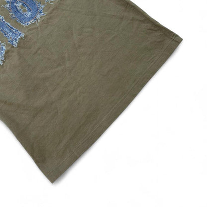 Christian Dior Vintage Logo Sleeveless Top Denim Print Khaki Cotton