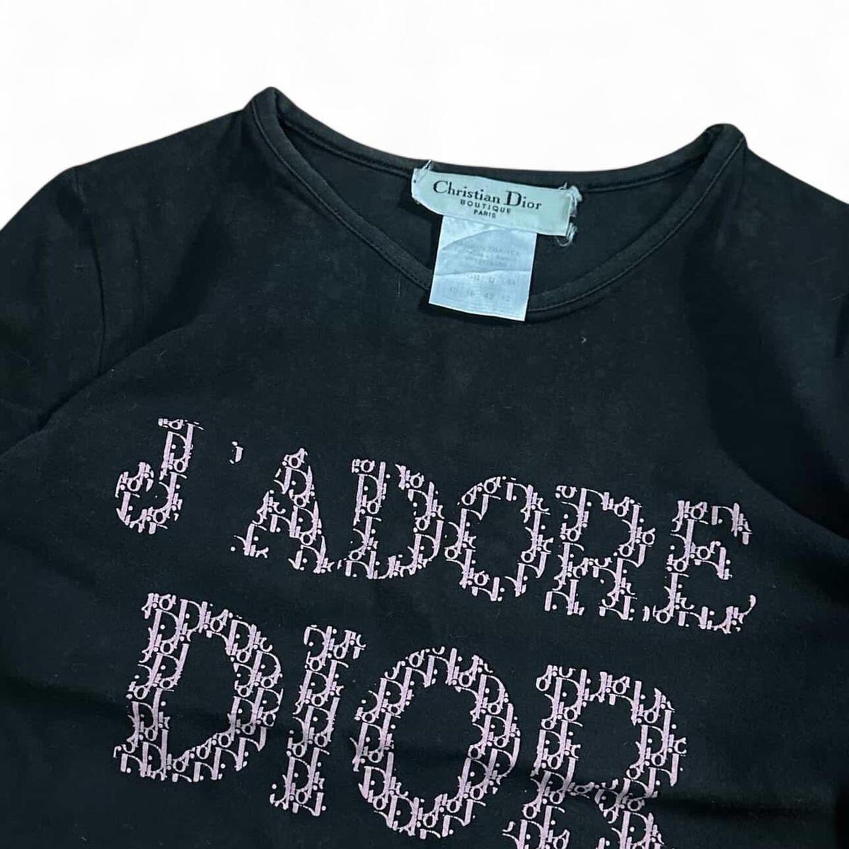Christian Dior Vintage Logo T-shirt Top black Pink Monogram Logo