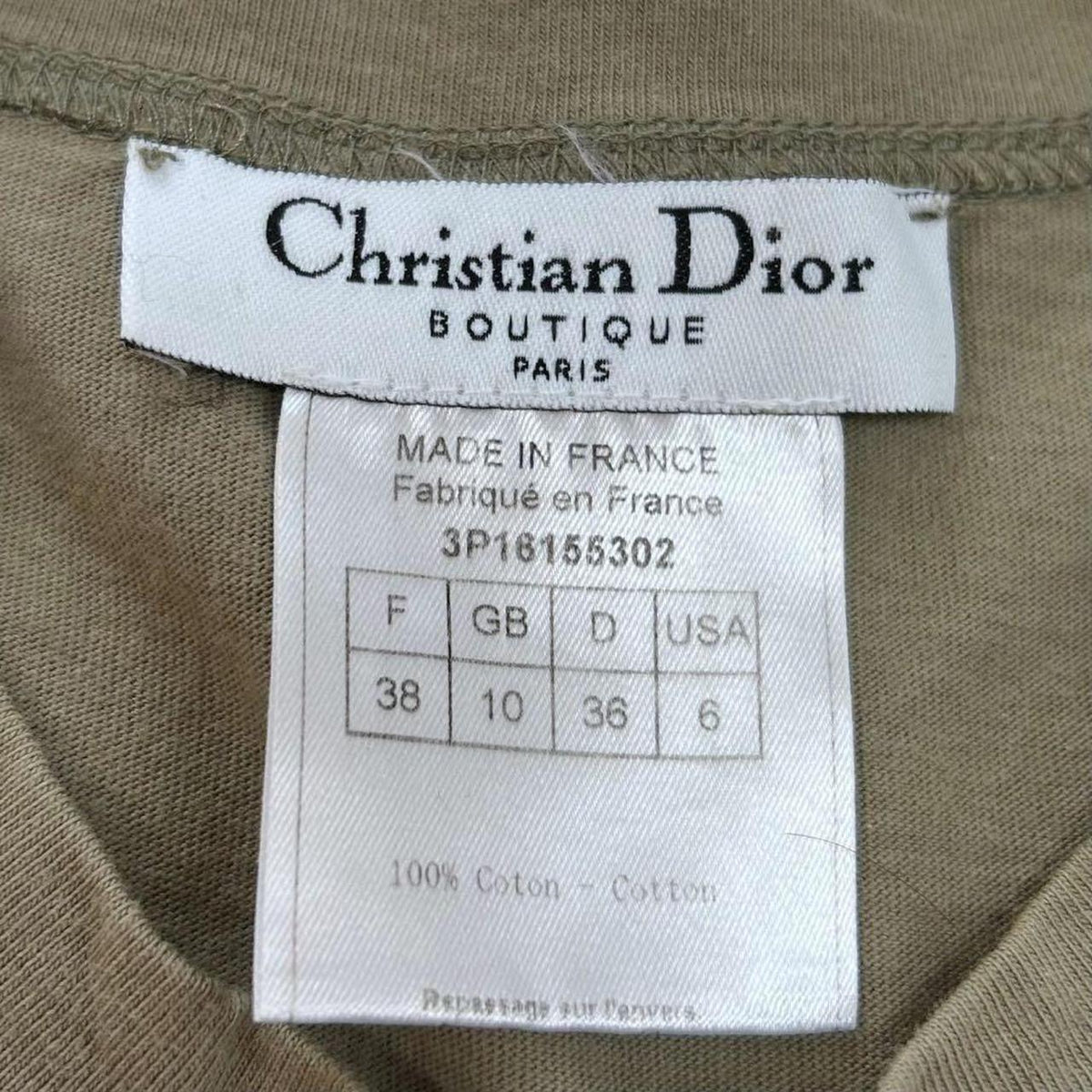Christian Dior Vintage Logo Sleeveless Top Denim Print Khaki Cotton