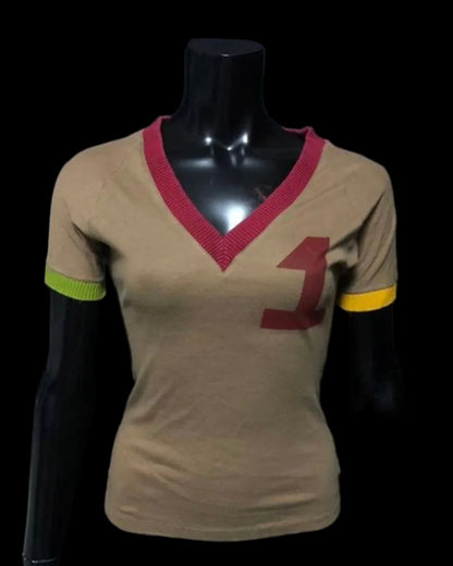 Vintage Dior Rasta Brown V-neck Top