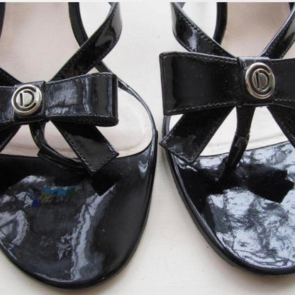 Vintage Black Christian Dior Bow Thong Heels