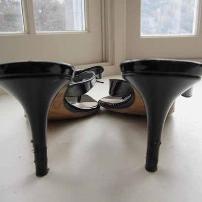 Vintage Black Christian Dior Bow Thong Heels