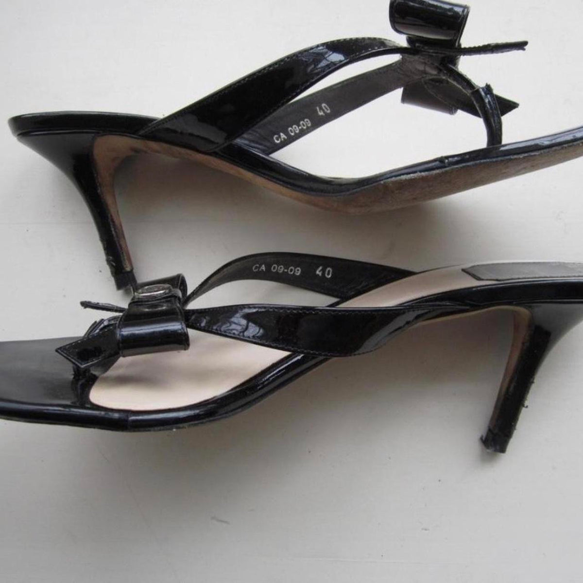 Vintage Black Christian Dior Bow Thong Heels