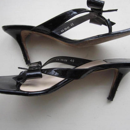 Vintage Black Christian Dior Bow Thong Heels