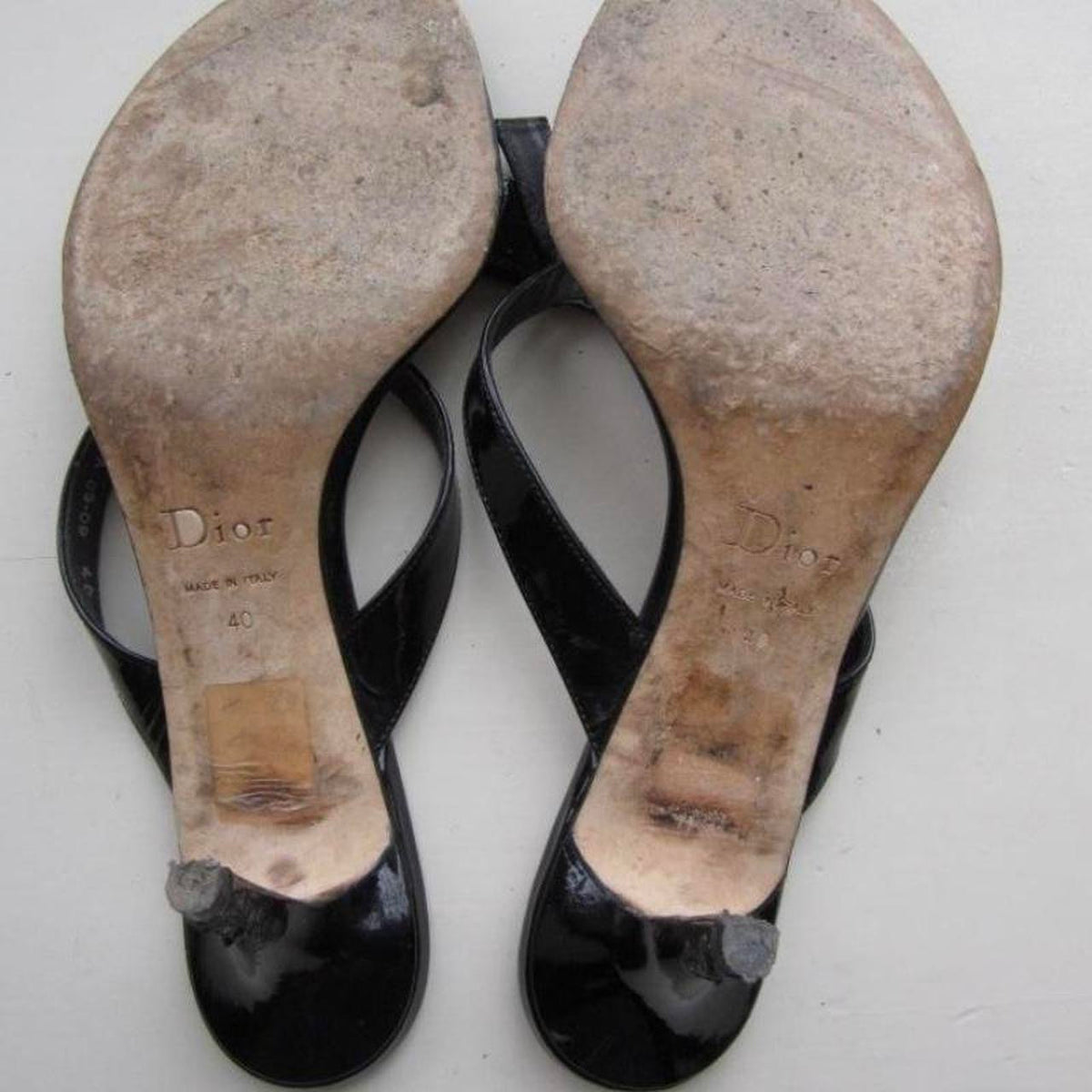 Vintage Black Christian Dior Bow Thong Heels