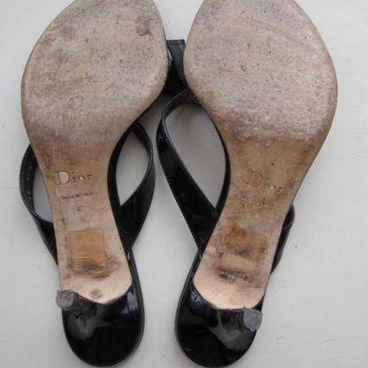 Vintage Black Christian Dior Bow Thong Heels