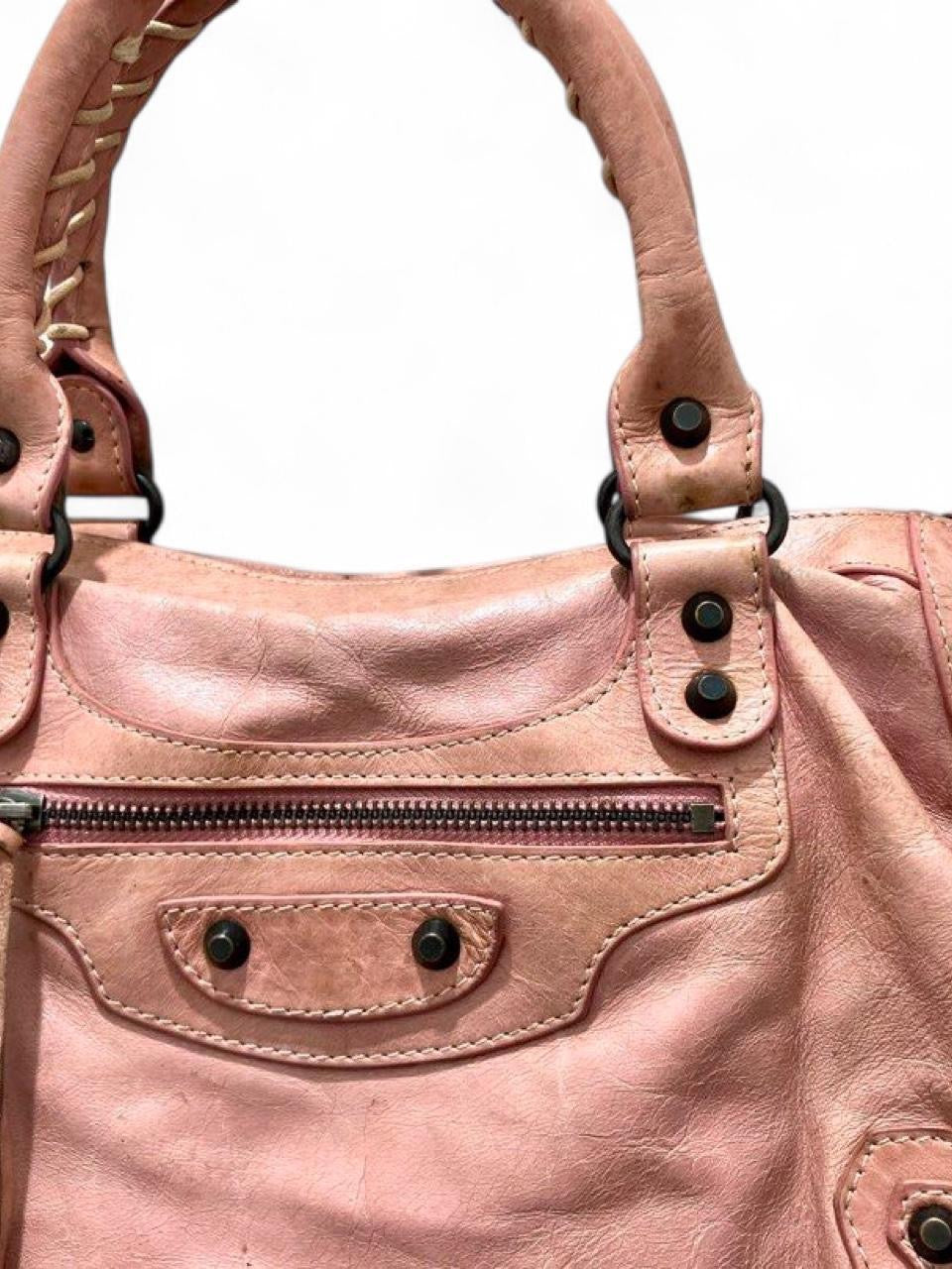 Vintage Balenciaga pink leather city bag